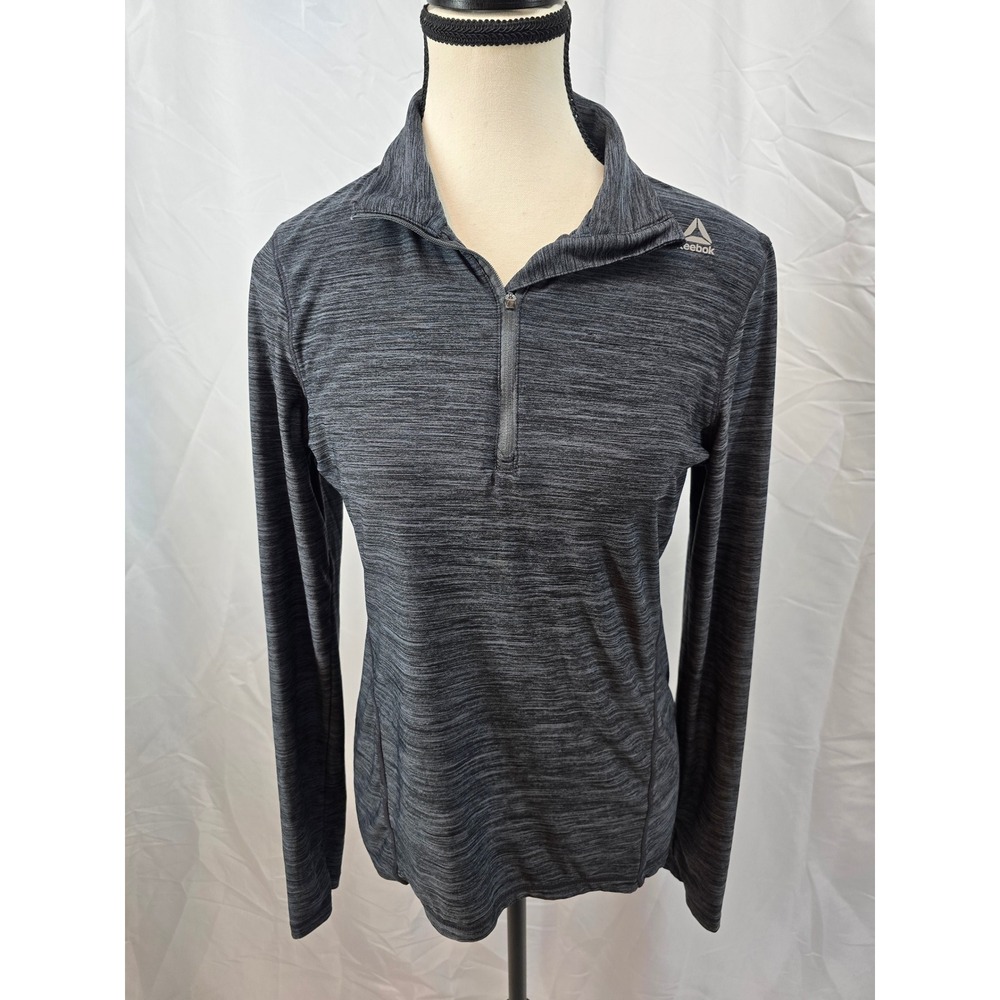 Reebok Women's Heathered Gray Long Sleeve 1/4 Zip Athletic Pullover Shirt S